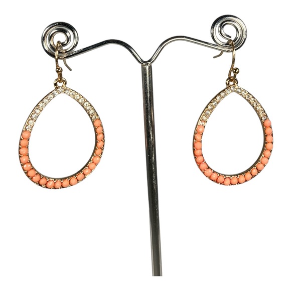 Gold Teardrop Dangle Earrings - Picture 2 of 4